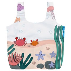 Cartoon Marine Life Marine Drawing Full Print Recycle Bag (xxl)