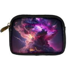 Cloud Heaven Storm Chaos Purple Digital Camera Leather Case by Sarkoni