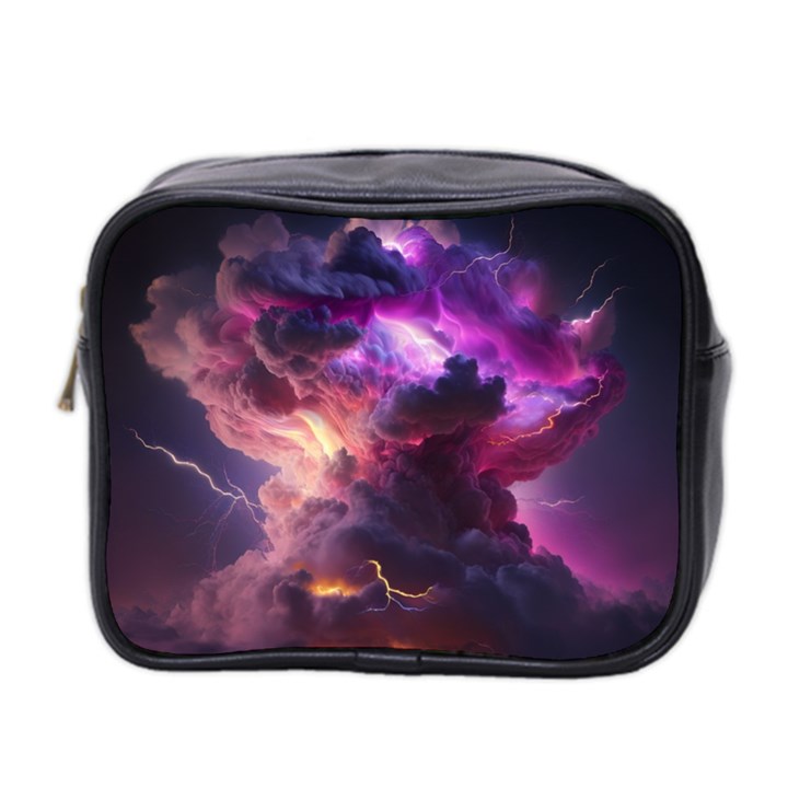 Cloud Heaven Storm Chaos Purple Mini Toiletries Bag (Two Sides)