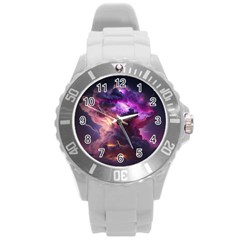 Cloud Heaven Storm Chaos Purple Round Plastic Sport Watch (l) by Sarkoni