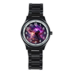 Cloud Heaven Storm Chaos Purple Stainless Steel Round Watch by Sarkoni