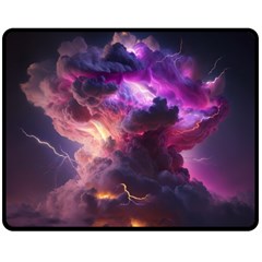 Cloud Heaven Storm Chaos Purple Two Sides Fleece Blanket (medium) by Sarkoni