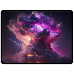 Cloud Heaven Storm Chaos Purple Two Sides Fleece Blanket (large) by Sarkoni