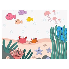 Cartoon Marine Life Marine Drawing Two Sides Premium Plush Fleece Blanket (extra Small) by Sarkoni