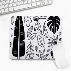 Leaves Plants Doodle Drawing Large Mousepad by Sarkoni