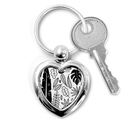 Leaves Plants Doodle Drawing Key Chain (heart) by Sarkoni