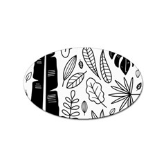 Leaves Plants Doodle Drawing Sticker (oval)