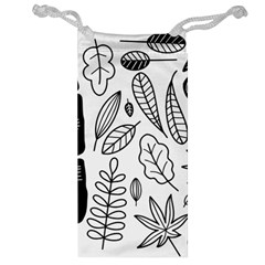 Leaves Plants Doodle Drawing Jewelry Bag by Sarkoni