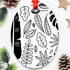 Leaves Plants Doodle Drawing Oval Ornament (two Sides) by Sarkoni