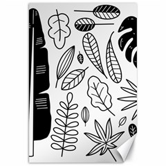 Leaves Plants Doodle Drawing Canvas 20  X 30  by Sarkoni