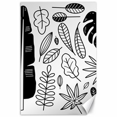 Leaves Plants Doodle Drawing Canvas 24  X 36  by Sarkoni