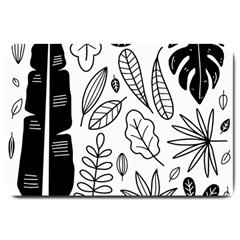 Leaves Plants Doodle Drawing Large Doormat by Sarkoni