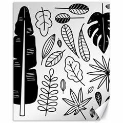 Leaves Plants Doodle Drawing Canvas 11  X 14  by Sarkoni