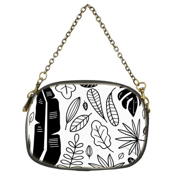 Leaves Plants Doodle Drawing Chain Purse (Two Sides)