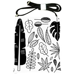 Leaves Plants Doodle Drawing Shoulder Sling Bag by Sarkoni