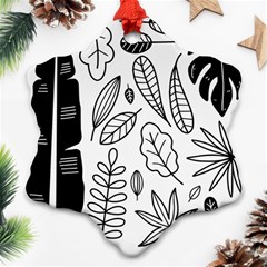 Leaves Plants Doodle Drawing Snowflake Ornament (two Sides) by Sarkoni