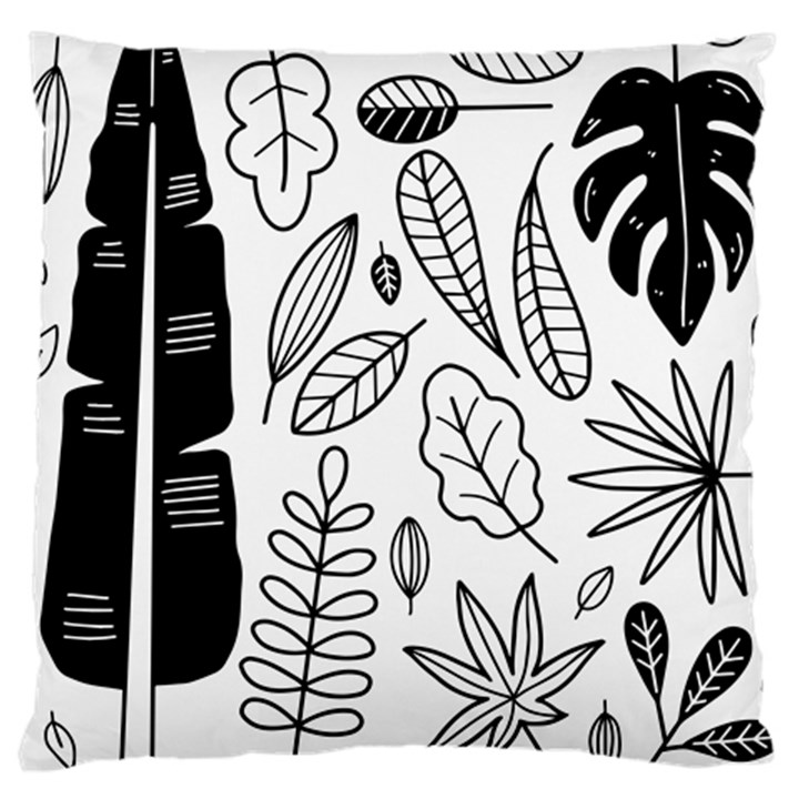 Leaves Plants Doodle Drawing Large Cushion Case (One Side)