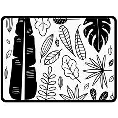 Leaves Plants Doodle Drawing Two Sides Fleece Blanket (large) by Sarkoni