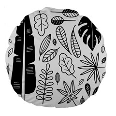 Leaves Plants Doodle Drawing Large 18  Premium Flano Round Cushions by Sarkoni