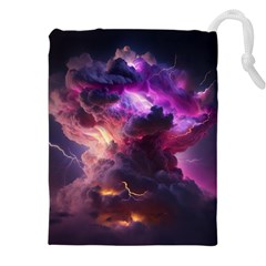 Cloud Heaven Storm Chaos Purple Drawstring Pouch (5xl) by Sarkoni