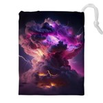 Cloud Heaven Storm Chaos Purple Drawstring Pouch (5XL) Front