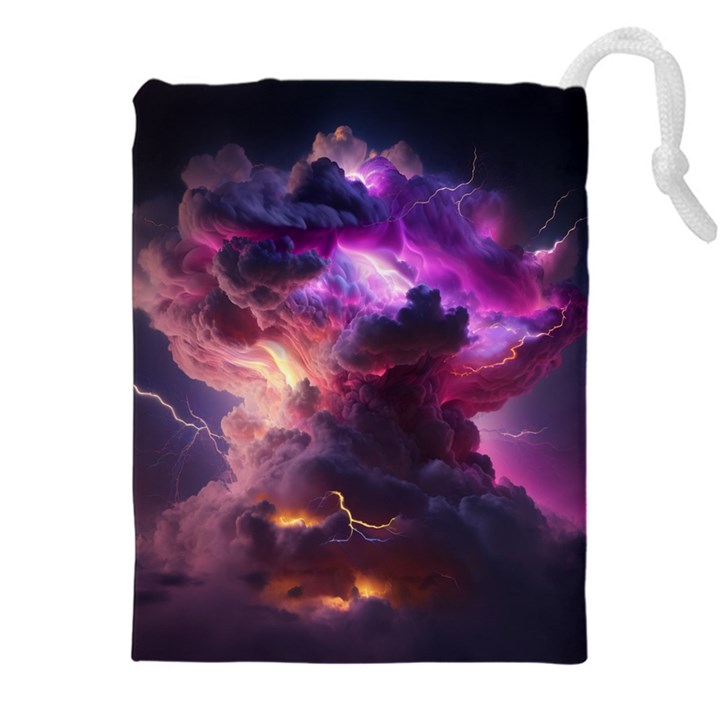 Cloud Heaven Storm Chaos Purple Drawstring Pouch (5XL)