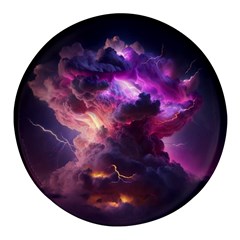 Cloud Heaven Storm Chaos Purple Round Glass Fridge Magnet (4 Pack) by Sarkoni