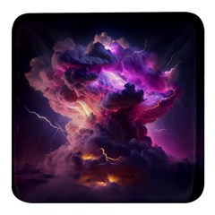 Cloud Heaven Storm Chaos Purple Square Glass Fridge Magnet (4 Pack) by Sarkoni