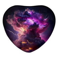 Cloud Heaven Storm Chaos Purple Heart Glass Fridge Magnet (4 Pack) by Sarkoni