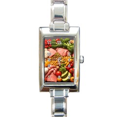 Fruit Snack Diet Bio Food Healthy Rectangle Italian Charm Watch by Sarkoni