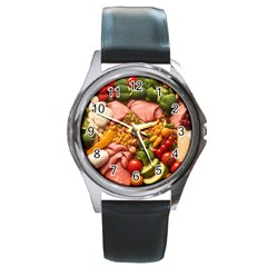 Fruit Snack Diet Bio Food Healthy Round Metal Watch by Sarkoni