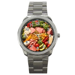 Fruit Snack Diet Bio Food Healthy Sport Metal Watch by Sarkoni