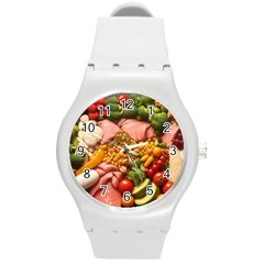 Fruit Snack Diet Bio Food Healthy Round Plastic Sport Watch (m) by Sarkoni