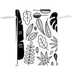 Leaves Plants Doodle Drawing Lightweight Drawstring Pouch (xl) by Sarkoni