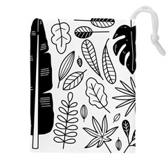 Leaves Plants Doodle Drawing Drawstring Pouch (4xl) by Sarkoni