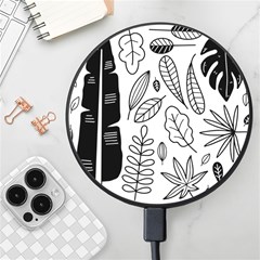 Leaves Plants Doodle Drawing Wireless Fast Charger(black) by Sarkoni