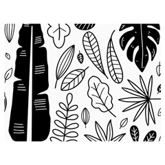 Leaves Plants Doodle Drawing Two Sides Premium Plush Fleece Blanket (extra Small) by Sarkoni