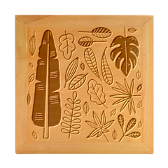 Leaves Plants Doodle Drawing Wood Photo Frame Cube by Sarkoni