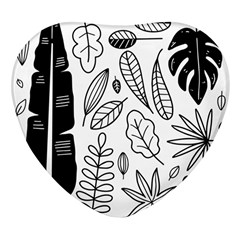 Leaves Plants Doodle Drawing Heart Glass Fridge Magnet (4 Pack)