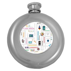 Illustrations Startup Business Organization Round Hip Flask (5 Oz) by Sarkoni