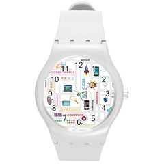 Illustrations Startup Business Organization Round Plastic Sport Watch (m) by Sarkoni