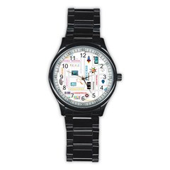 Illustrations Startup Business Organization Stainless Steel Round Watch by Sarkoni