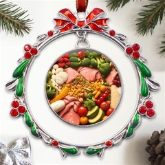 Fruit Snack Diet Bio Food Healthy Metal X mas Wreath Ribbon Ornament by Sarkoni