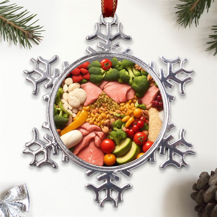 Fruit Snack Diet Bio Food Healthy Metal Large Snowflake Ornament