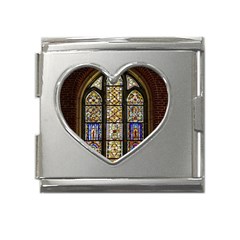 Stained Glass Window Old Antique Mega Link Heart Italian Charm (18mm) by Sarkoni