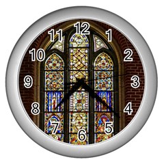 Stained Glass Window Old Antique Wall Clock (silver) by Sarkoni