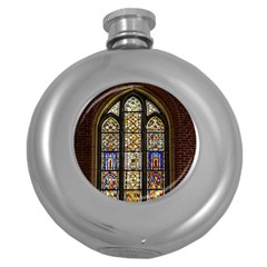 Stained Glass Window Old Antique Round Hip Flask (5 Oz) by Sarkoni