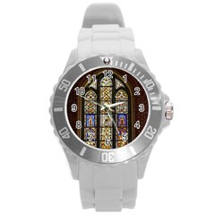 Stained Glass Window Old Antique Round Plastic Sport Watch (l) by Sarkoni