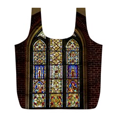 Stained Glass Window Old Antique Full Print Recycle Bag (l) by Sarkoni