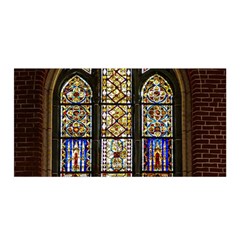 Stained Glass Window Old Antique Satin Wrap 35  X 70  by Sarkoni